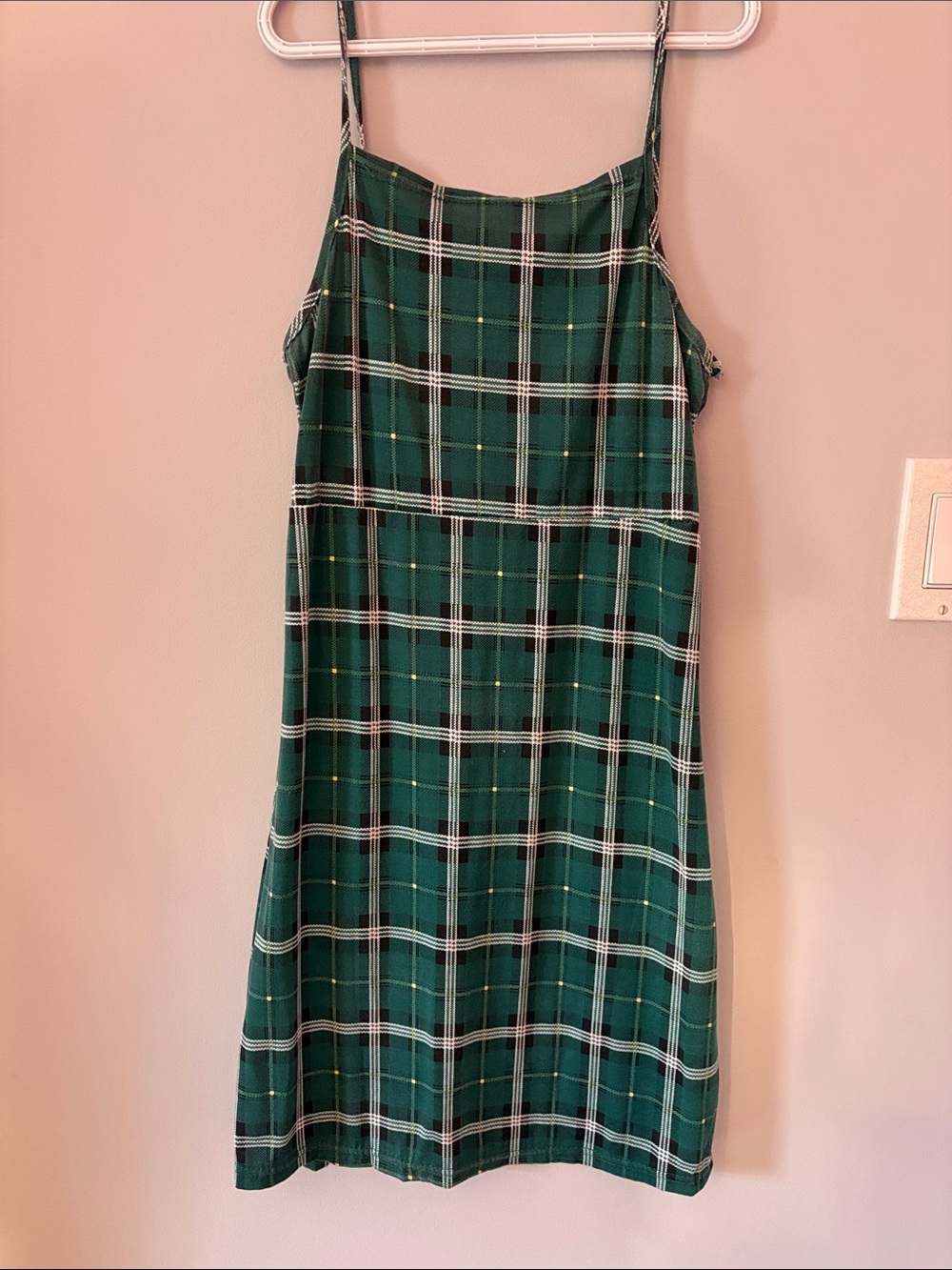 Green Plaid Slip Dress - Women